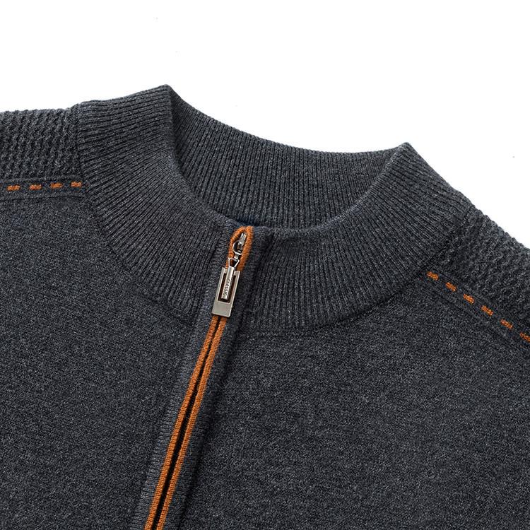2025 Men's Autumn/Winter Knit Sweater: Half-High Collar, Zipper, Loose Fit, Long Sleeve Pullover