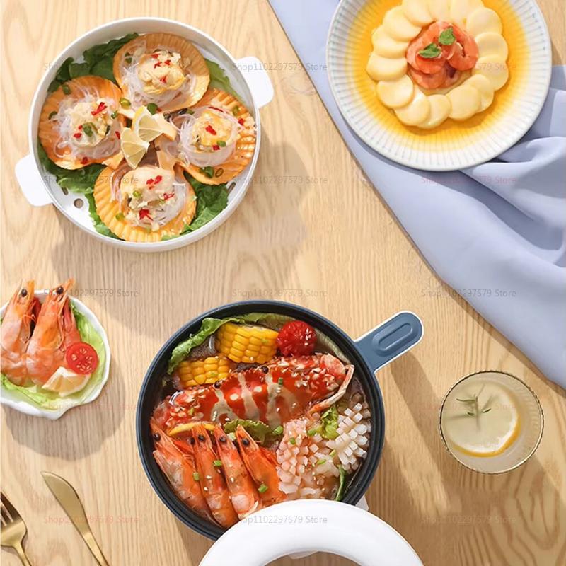 Electric Hot Pot Cooker for 1-2 People Non-stick Multifunction Rice Steamer Soup Maker Stew Egg Cooker Home Kitchen Appliance