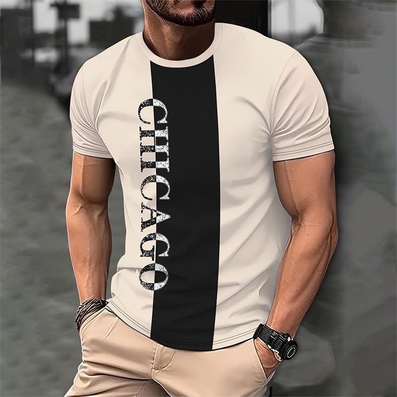 

Простая футболка с коллажным буквенным узором, летняя повседневная футболка с коротким рукавом и 3D-принтом, свободная и дышащая японская мужская футболка XS