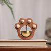 Wenge Wood Cat Paw Doorbell Pendant: Creative Magnetic Wind Chime, Cute Solid Wood Decoration.
