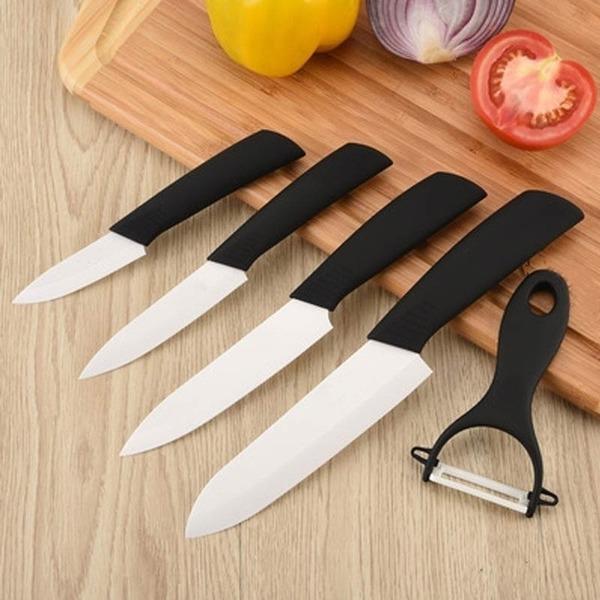 Sada 5 keramických nožů 3" 4" 5" 6" palců+ škrabka + kryty Sada nožů na ovoce Kuchyňské nože Řezací nástroje