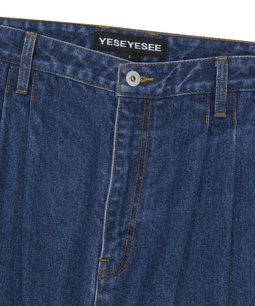 YESEYESEE Two Tucked Hairy Denim Pants Indigo