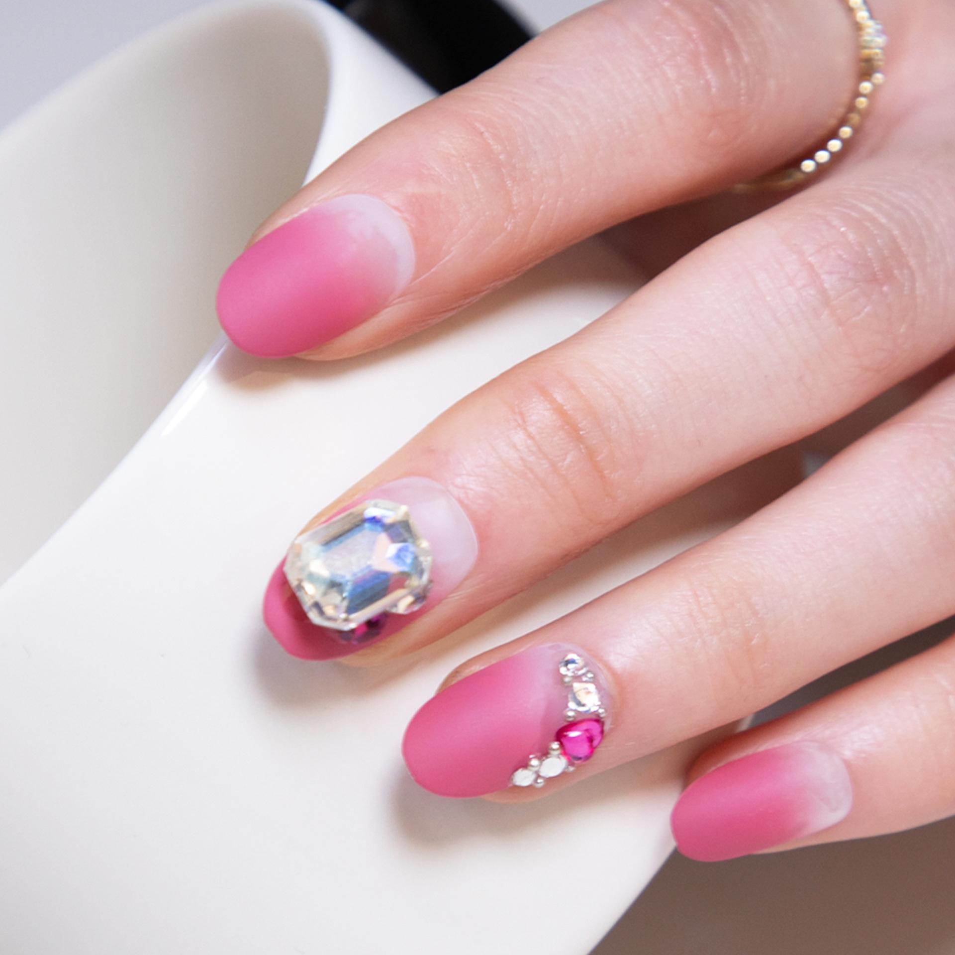 [Clearance] Xiaohongshu Wearing Nail Short Carmine Diamond Nail Nail Pad Wearing False Nail Nail Pad