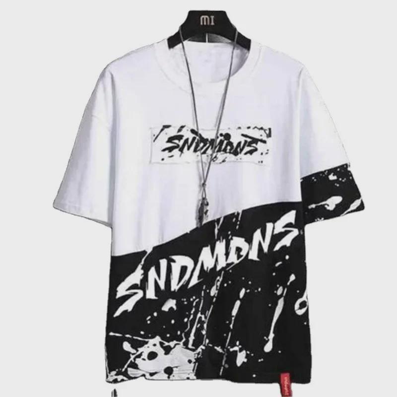 Men's Trendy Ink-Splashed Korean Style Loose Short-Sleeved T-Shirt