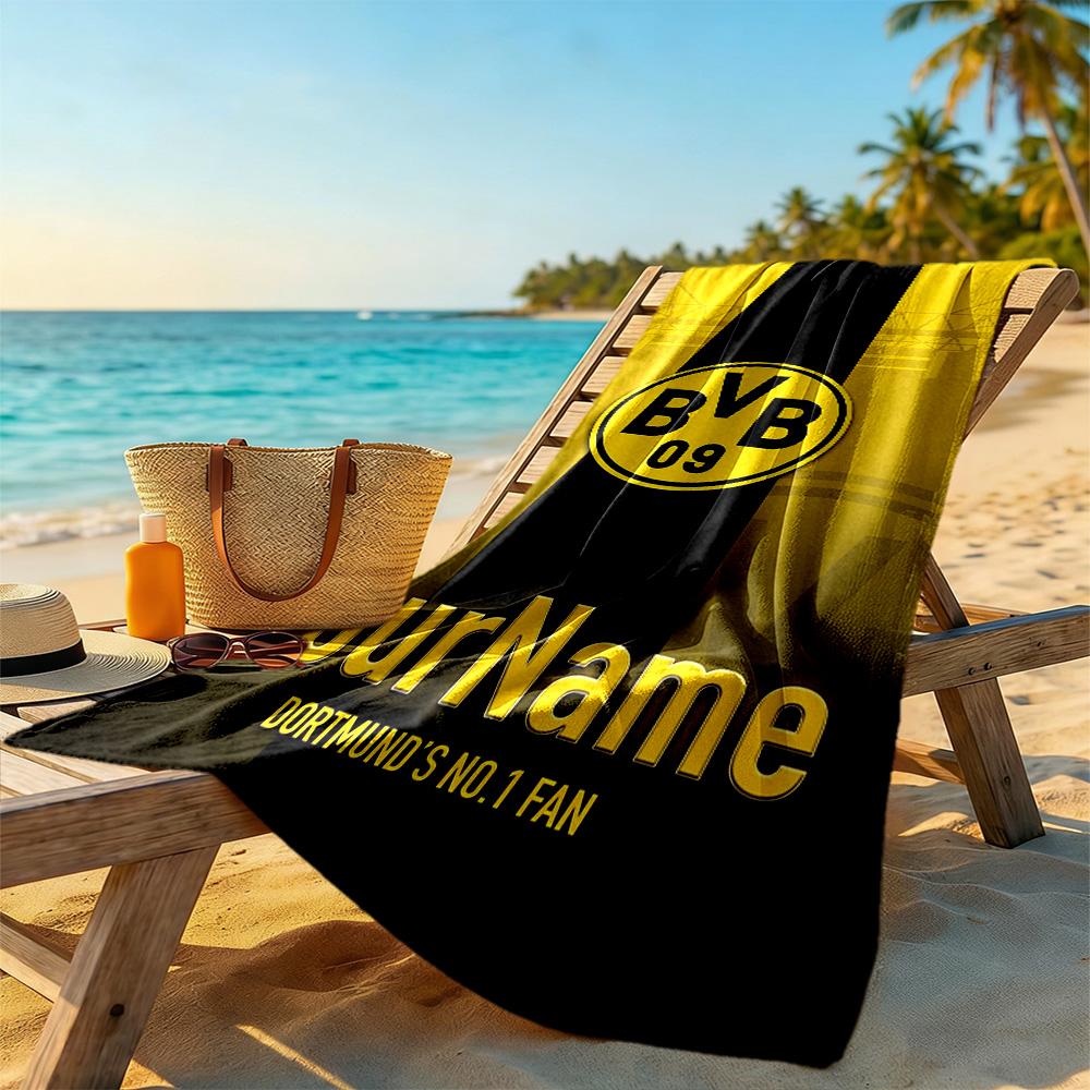 Borussia Dortmund Customized Name Beach Towel Super Soft Microfiber Quickdry Fabric Portable for SwimmingBeachCamping Travel Beach AccessoriesGym