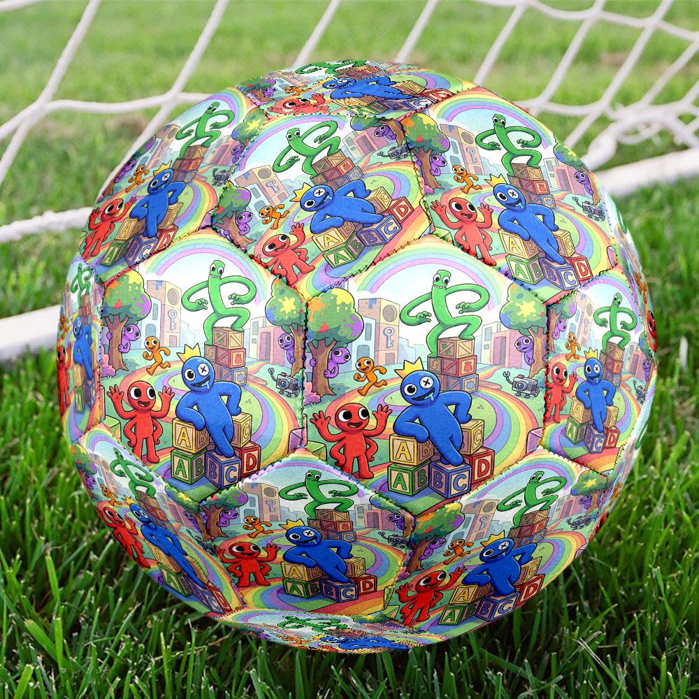 Game Rainbow Friends Print Size 5 Soccer Ball, Standard Match Football for Sports Game and Team Practice, Ideal Gift for Soccer Fans