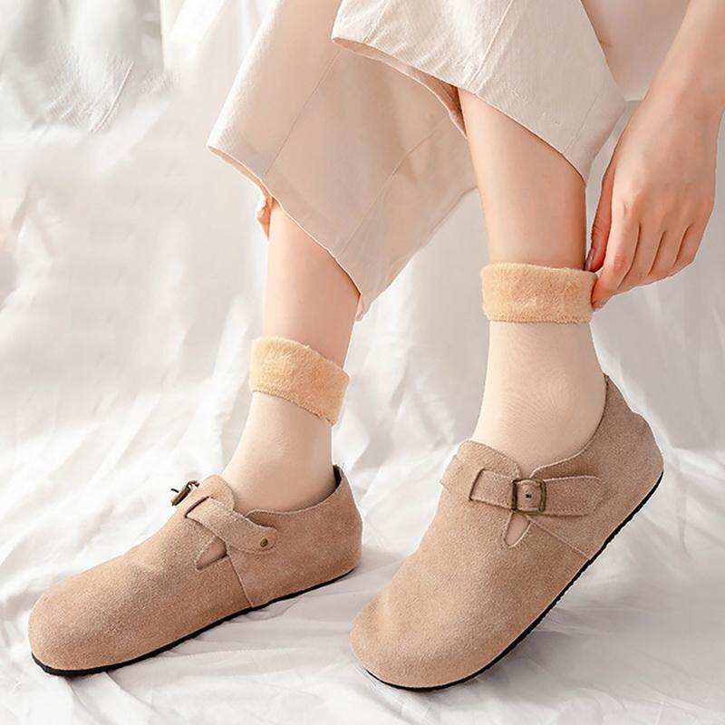 Women Winter Thermal Socks Warm Home Floor Sleeping Socks Fashion Solid Color Classic Thick Fleece Velvet Boots Short Snow Sock