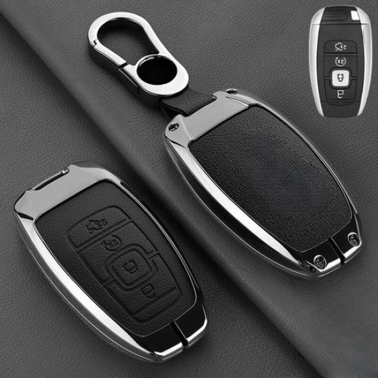 Alloy Leather Car Key Case Cover For Lincoln MKC MKZ MKX Navigator Continental