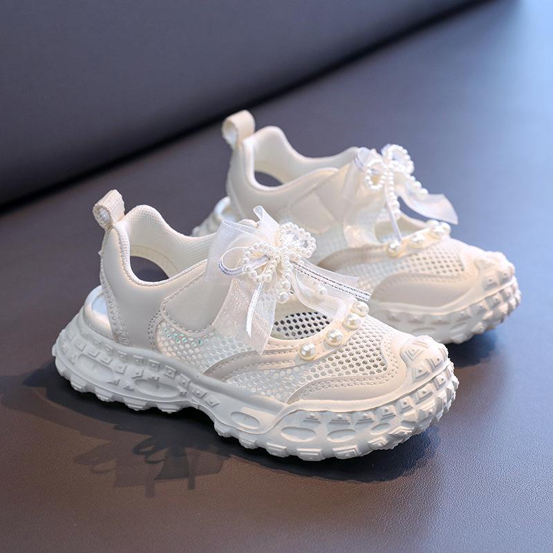 Summer Closed Toe Breathable Hollow Mesh Sports Sandals Girls Kids Beach Shoes 26 бежевый