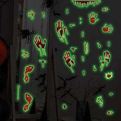 Chilling Effect Halloween Wall Stickers Luminous Blood Prints Spooky Decor