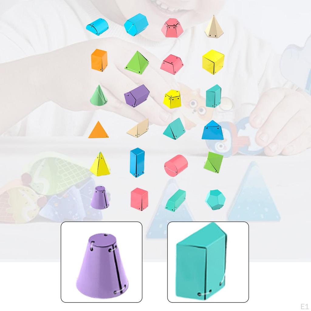 24Pcs Geometric Shapes Surface Area Demonstrator Teaching 24 Teacher Aids 3D Math