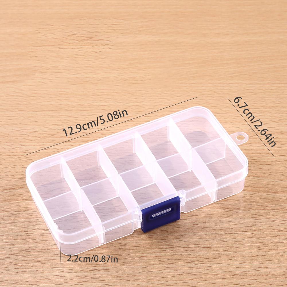 Portable 10 Grid Storage Box Plastic Small Item Storage Box Rectangular Storage Box PP Plastic Transparent Box