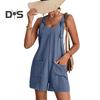 Salopette da donna senza maniche estiva casual corta salopette tuta larga in cotone con tasche abiti da spiaggia per viaggio vacanza