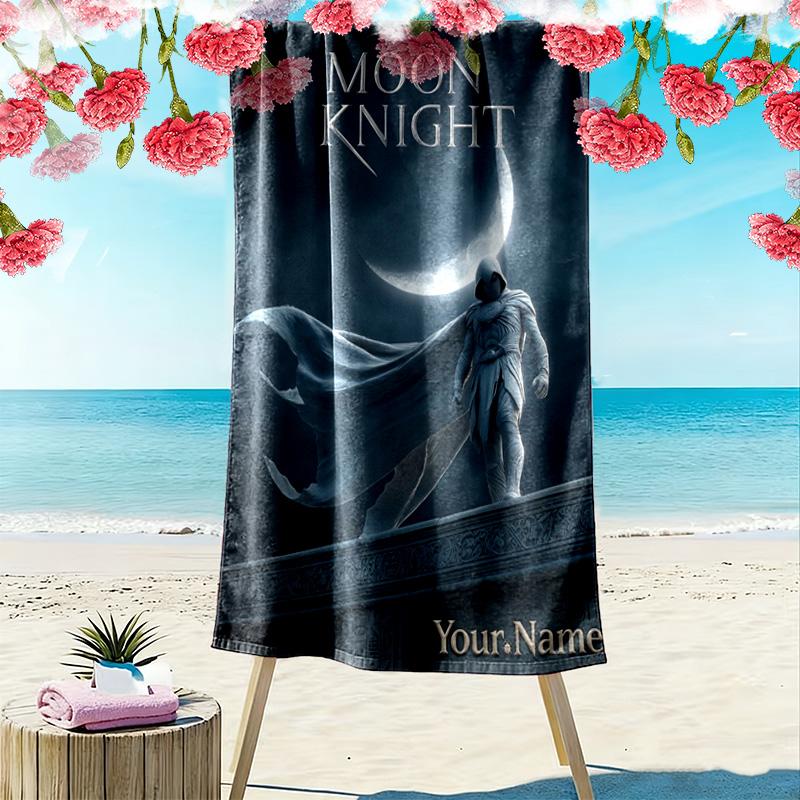 Name Custom Moonknight Print Beach Towel, Large Soft Quick Dry Towel for Beach Camping Swimming