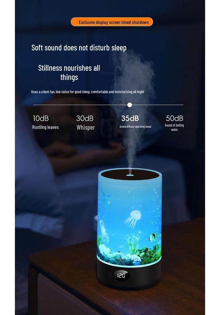 USB RGB Flame Aroma Diffuser: Silent Timer, Large Mist Volume, Essential Oil Fragrance, Perfect for Home Use.