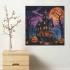 Diamond Painting Kit Halloween Mansion Pumpkin Pattern DIY Full Drill Canvas Art Relaxing Handmade Gift for Craft Lovers