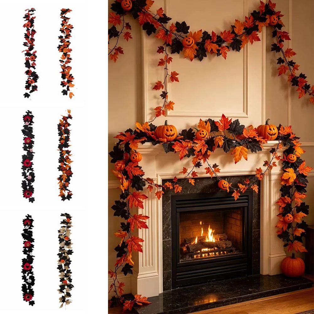 Plastic Halloween Leaf Vines Silk Fake Leaves Hanging Decor Party Decoration