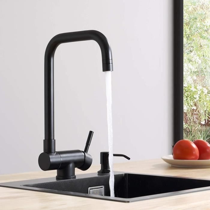 CECIPA Black Folding Kitchen Mixer Foldable Kitchen Faucet with 2 Jets To Choose from Under Window Kitchen Mixer with Orie Spout