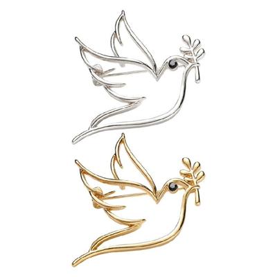 Elegant Hollow Out Doves Brooch Featuring Intricate Branch Branch Lightweight Zinc Alloy Jewelry With Polished Finish