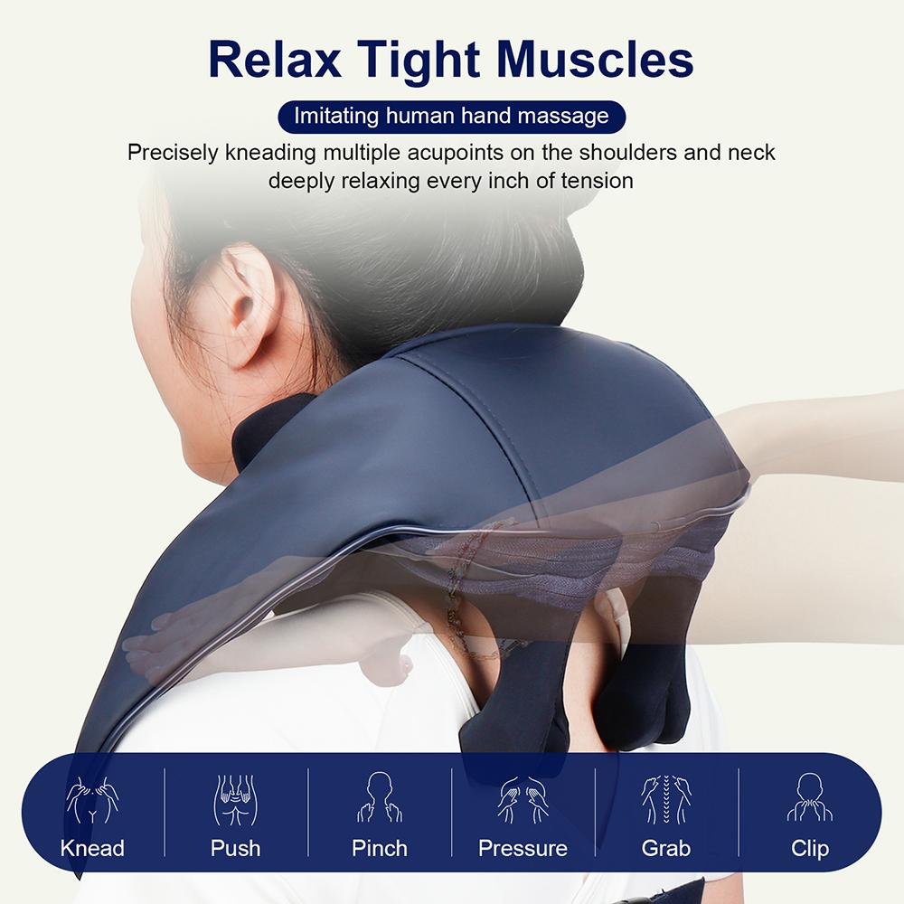 10-Heads Strong Hand Pinching Neck And Shoulder Massager Wireless Trapezius Back Waist Neck Cervical Kneading Massage Shawl