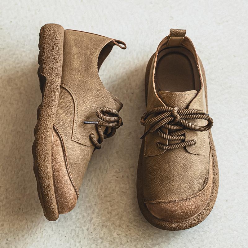 Men’s Retro Low Boots Shoes Fashion Casual Driving Shoes Black Brown Wide Head Shoes Plus Size