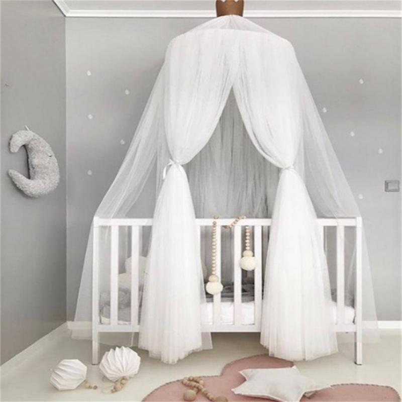 Rainbow Bed Canopy Lace Net Unique Pendant Play Tent Bedding for Kids Playing Reading with Children Round Dome Netting Curtains Baby Boys Girls Games