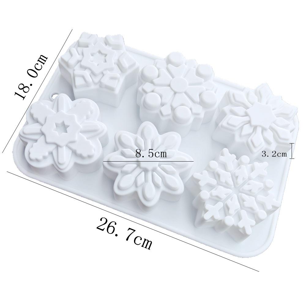 6-dutá silikonová forma na vánoční sněhové vločky: Fondán, Dort, Čokoláda, Pečení & Nástroj na svíčky