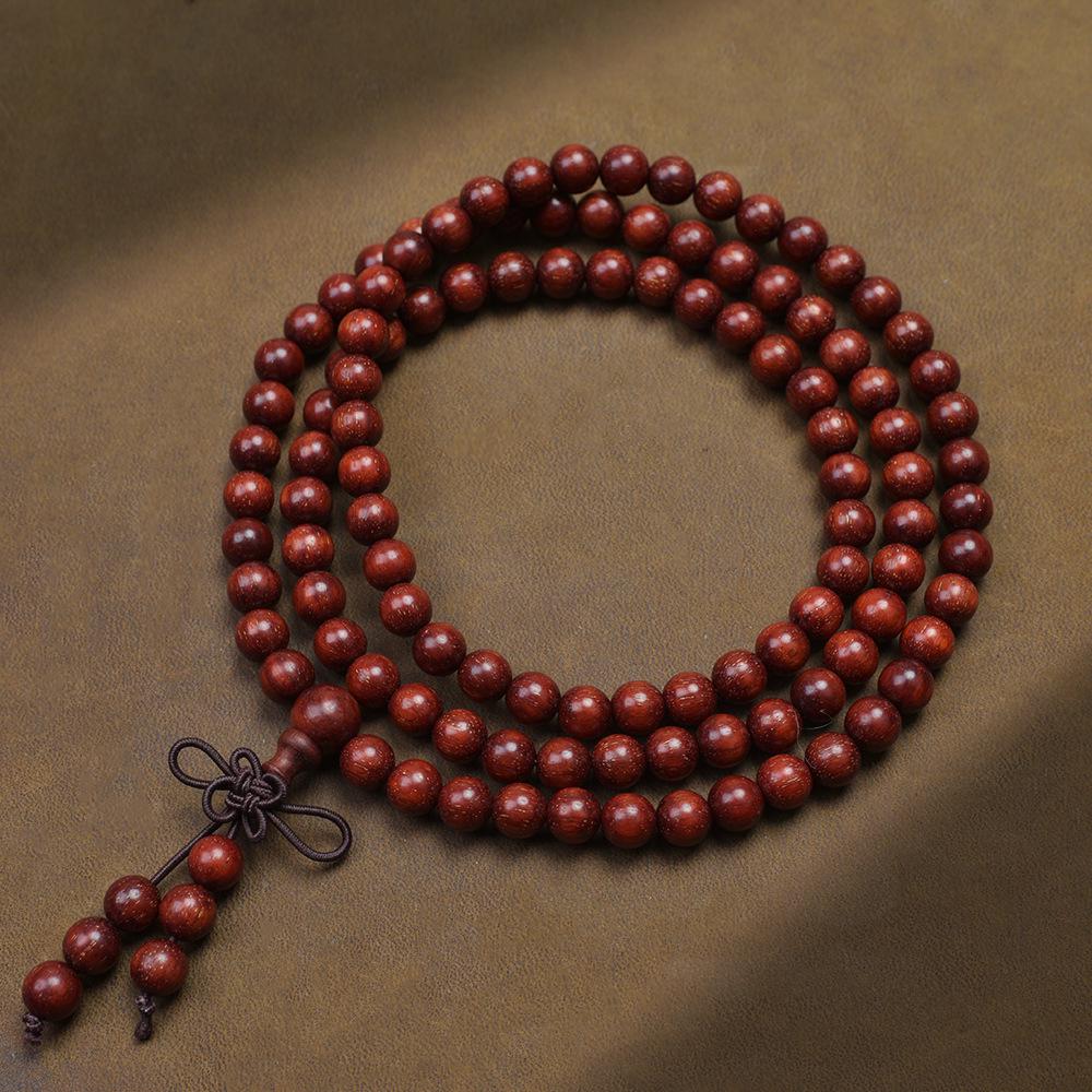 Venus Old Material Small-Leaf Red Sandalwood Prayer Beads Chain - High Oil Density, Unisex, New Chinese Style Decoration Gift
