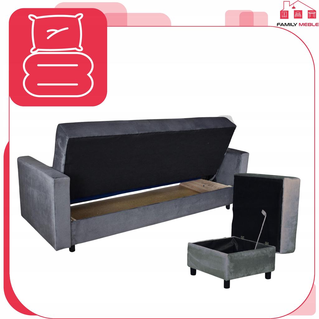 Sofa Corner Sofa Alicja with Pouf Sofa Sofa Bed Family Meble Gray