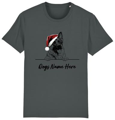 DEUTSCHER SCHÄFERHUND ALSATIAN Personalisiertes Weihnachts-Hunde-T-Shirt Herren Damen Kinder