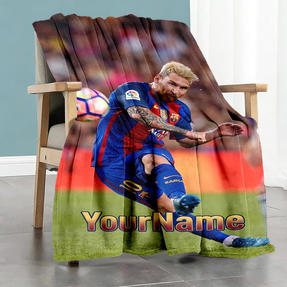 Messi 18 Personalized Name Blanket Cozy Customizable Blanket Comfortable Great for Nap Chair Picnics Home Decor Ideal for All Seasons