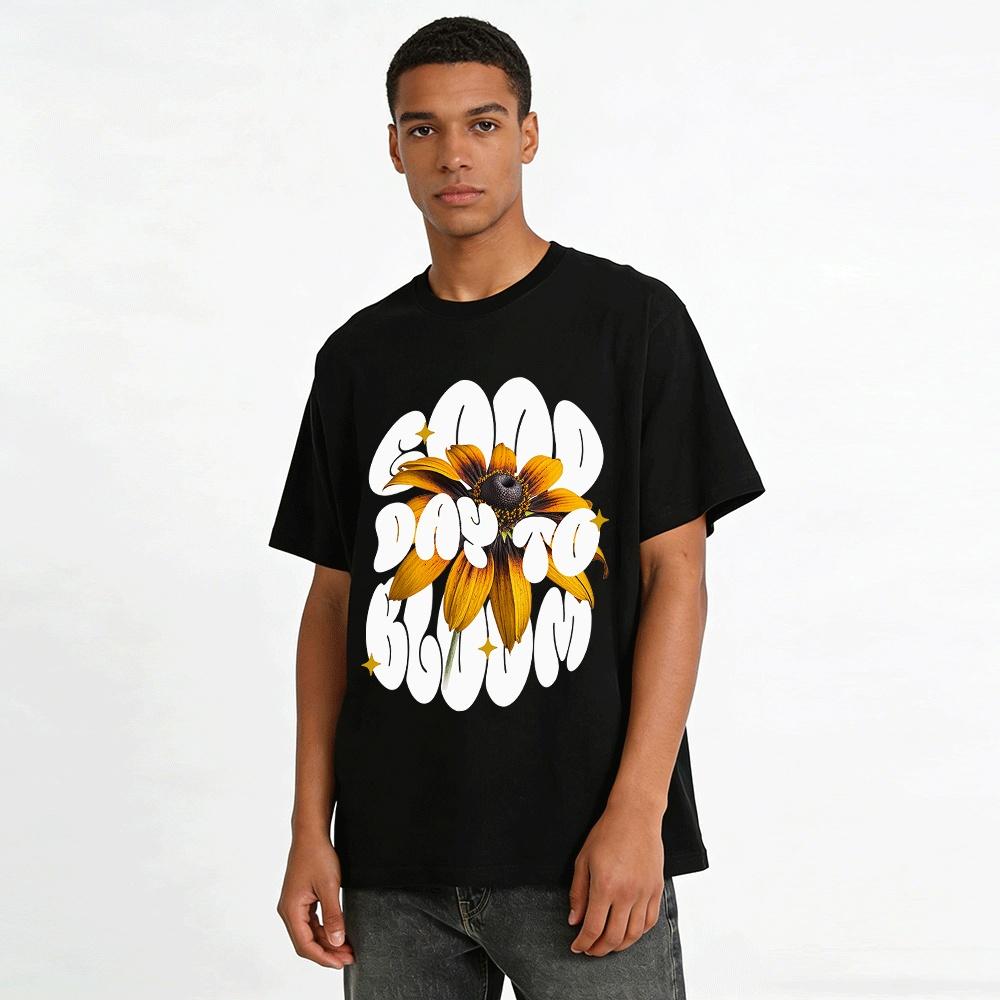 Good Day To Bloom Black-eyed Susan Graphic Casual Tee Pure Cotton T-shirt