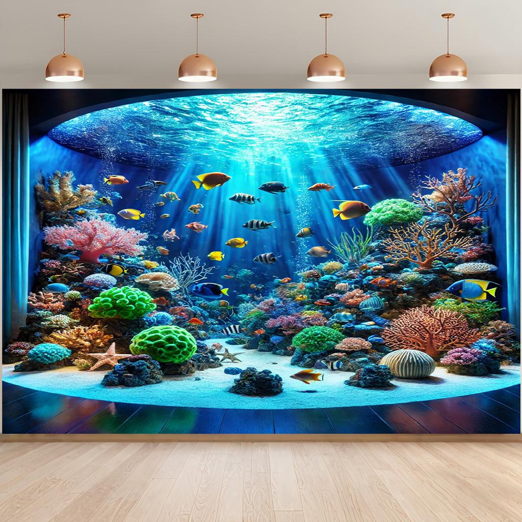 Vibrant Underwater World Tapestry with Coral Reef and Fishes Required Perfect for Indoor and Outdoor Holiday Decorations 100X70CM