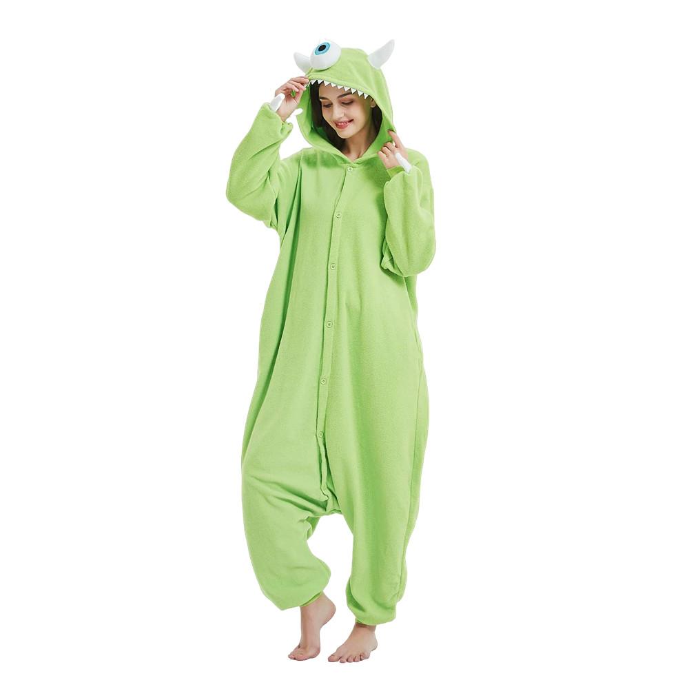Kigurumi Sullivan Mike Wazowski Monstre en Polaire Polaire Onesie Dessin Animé Pyjama Costumes Pour Halloween Carnaval Cosplay Fête M&Other beige