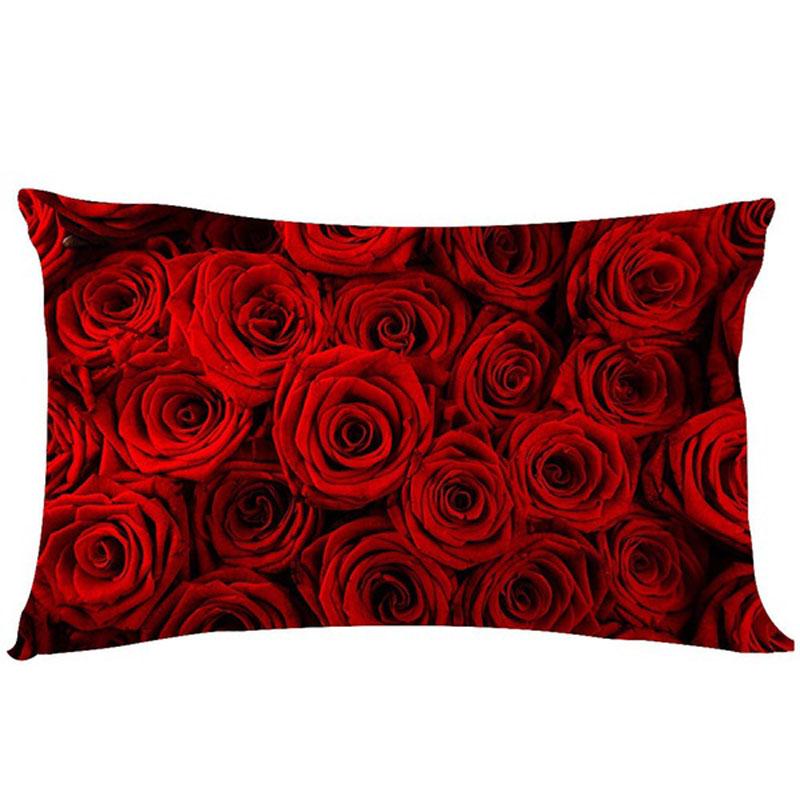 

Rose Pillowcases Romantic Pillow Covers Polyester Sofa Cushion Cover Home Decor NO 4