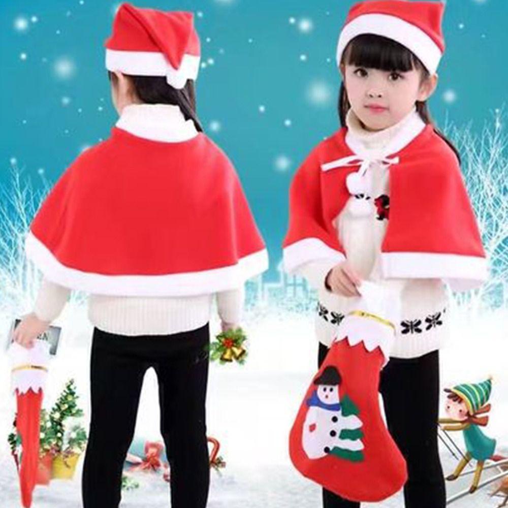 Santa Claus Costume Red Cape Women Hooded Ponchos Christmas Cloak Cosplay Costume Xmas Cape