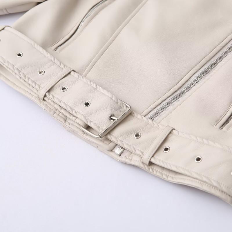 Womens PU Faux Leather Moto Jacket Short Fit Streetwear Oversized Biker Style With Zipper Patchwork Detail