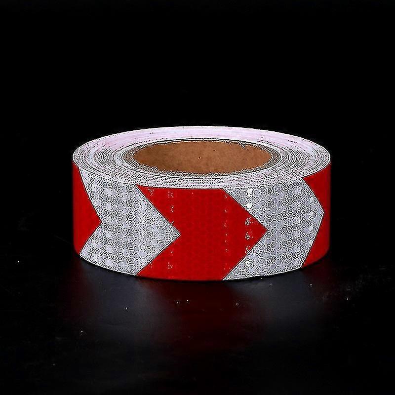 25mx5cm Reflective Warning Tape, Reflector Safety Tape For Arrow Orientation, Warning Sign, High Visibility, High Intensity, Arrow In Red And White - 