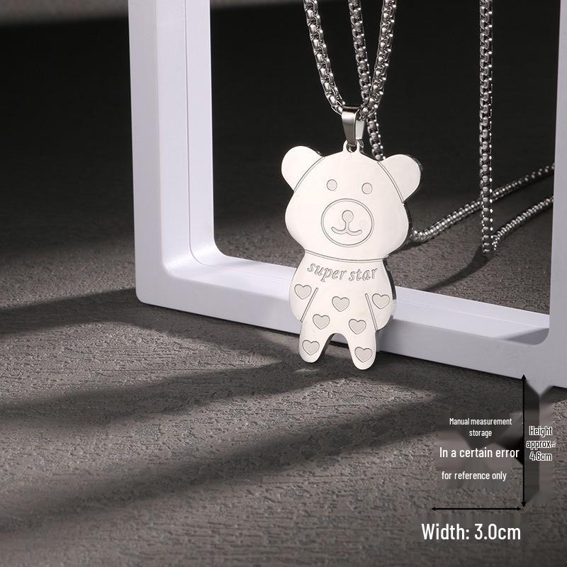 Creative Cartoon Bear Necklace with Movable Limbs - Zinc Alloy Pendant Jewelry