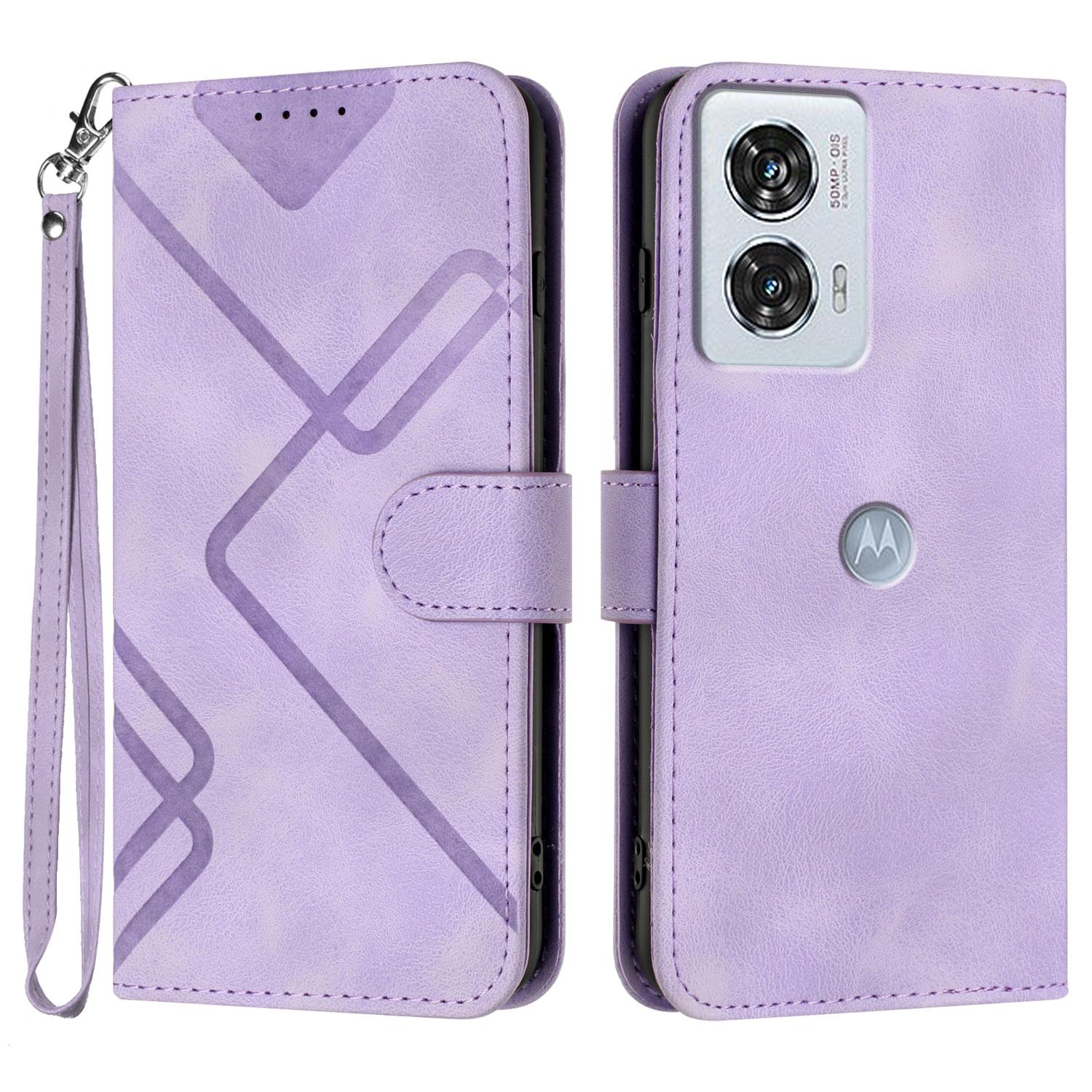 

YX0040 For Motorola Edge 50 Fusion 5G Case Full Protection Geometry Leather Phone Cover Light Purple