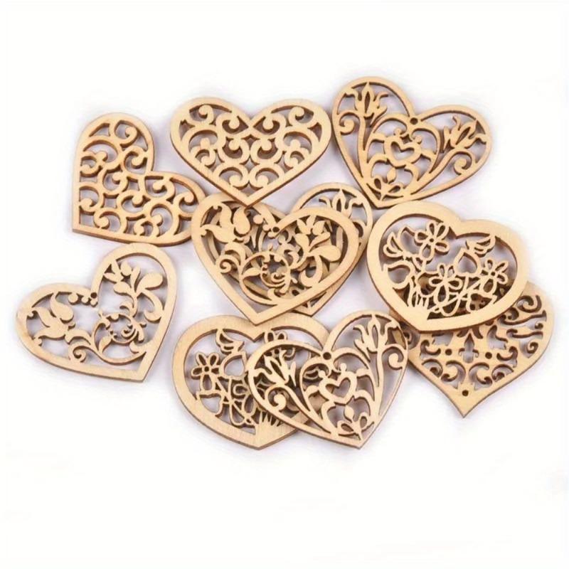 

50Pcs/Pack Mixed Hollow Lace Heart Wooden Crafts Supplies Pendant for Scrapbook DIY Drop Hanging Ornaments Home Decor. as the picture