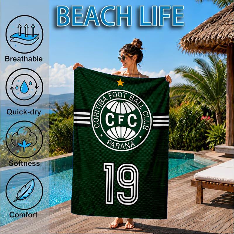 Cori-tiba Football Club Crest Printed Microfiber Beach Towel, Soft And Absorbent, Quick-Dry, Ideal for Summer Travel, Beach Essential, Swimming Pool