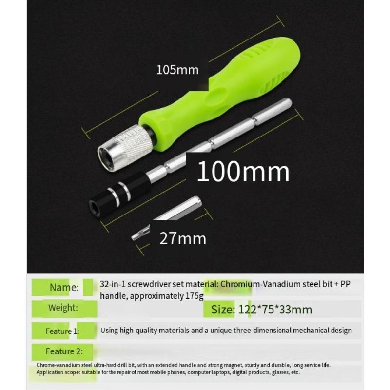 1SET 32-in-1 Multifunctional Manual Screwdriver Driver, Mobile Phone Computer Product Repair Disassembly Tool Set