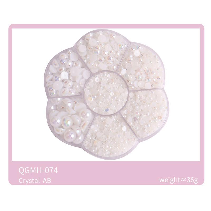 Nail Art Jewelry 7 Grid Plum Blossom Abs Semi-Round Flat Bottom Nail Art Pearl Nail Art Decoration Mixed