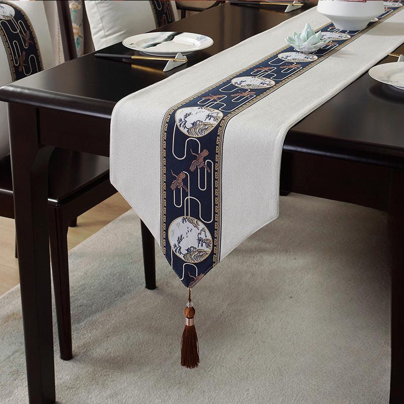 Waterproof New Chinese Style Table Flag Tea Ceremony Zen Tea Mat Tea Table Fabric Long Strip Tablecloth Chinese Style Tablecloth