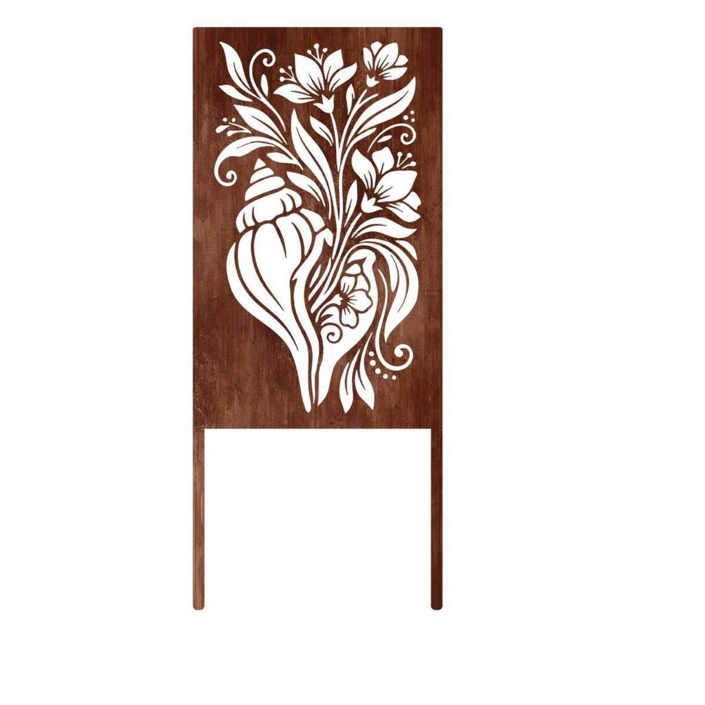 Iron Garden Stake with Openwork Weathered Tabletop Centerpiece Rustic for Patios
