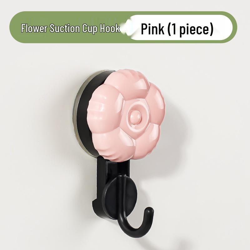

Strong Flower Suction Cup Hook for Home, Bedroom, Kitchen, and Bathroom - No Drilling Required, Elegant Wall-Mounted Coat Hook. розовый