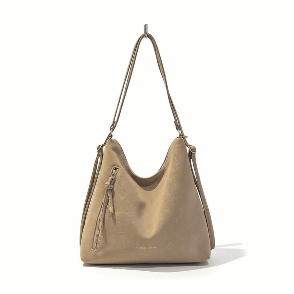 PU Leather WomenTote Bag Solid Color Backpack Portable Shopping Handbag Work Bag хаки