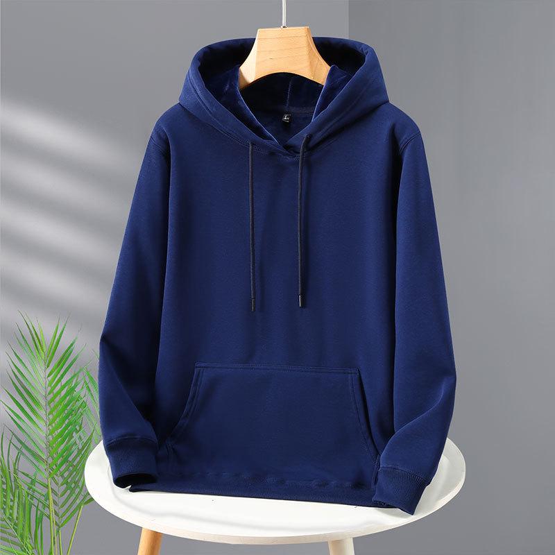 2026 Autumn/Winter Unisex Fleece-Lined Hooded Sweatshirt: Youth Fashion Trend, Solid Color, Versatile, Thickened Design.