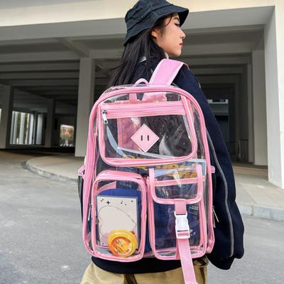 Clear Backpack with Reinforced Stitching Zipper Closure Large Capacity Adjustable Heavy Duty Large
